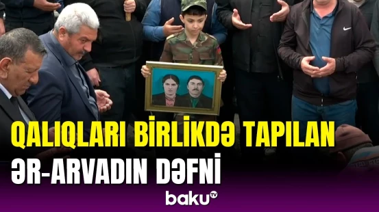 Xocalıda qalıqları tapılan ər və arvadın dəfnində kədər dolu anlar