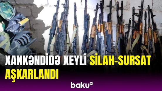 Xankəndi şəhəri ərazisindən silah-sursat tapıldı | Avtomat, qumbara…