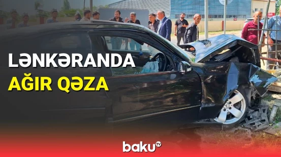 Lənkəranda avtomobil hasara çırpıldı | Sürücü xəsarət aldı