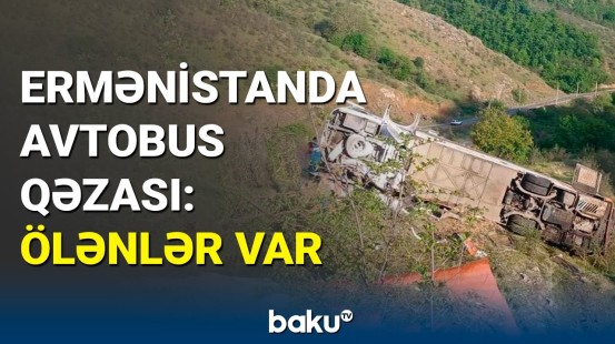 Ermənistanda İrana məxsus avtobus aşdı