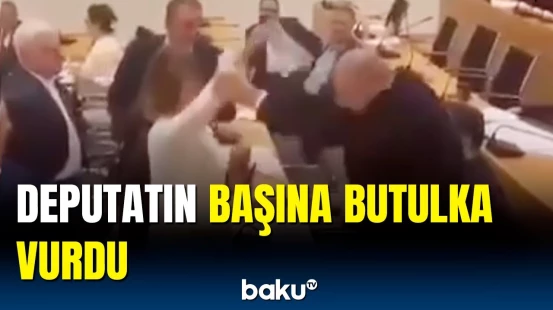 Gürcüstan Parlamentində dava düşdü | Deputatlar əlbəyaxa oldu