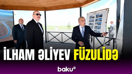 Prezident Füzuli rayonunda Köndələnçay su anbarları kompleksinin açılışında olub