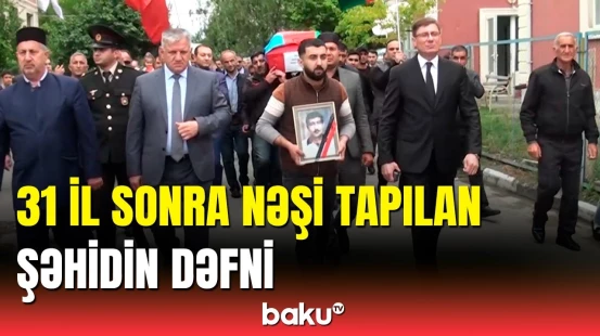 Qalıqları tapılan Məhərrəm Əzizov Bərdədə torpağa tapşırıldı