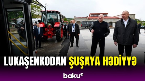 İlham Əliyev və Lukaşenkonun Şuşaya səfərindən görüntülər