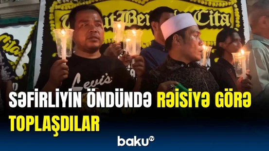 İranın İndoneziyadakı səfirliyinin qarşısında matəm guşəsi yaradılıb