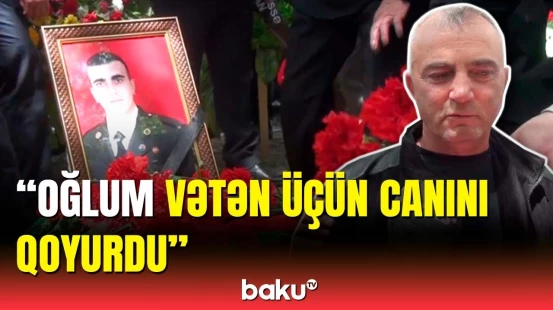 Su kanalında həlak olan hərbçimizin dəfnində duyğu dolu anlar