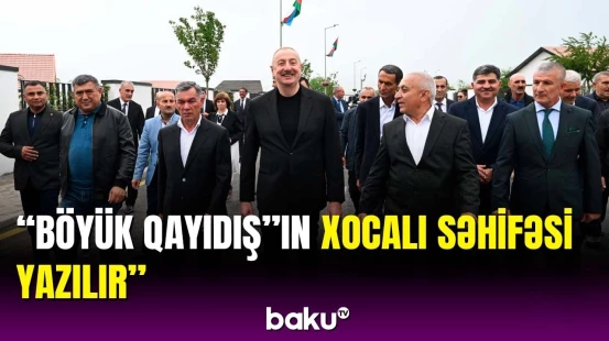 İlham Əliyev və Mehriban Əliyevanın Xocalı səfərindən görüntülər