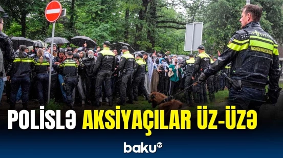 Niderlandda Fələstinə dəstək aksiyası | Polis müdaxilə etdi
