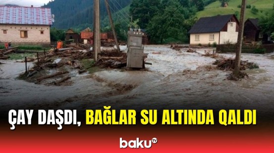 Güclü yağış özü ilə sel gətirdi | Hacıqabulda təhlükəli vəziyyət