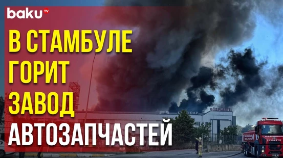 Пожар охватил завод по производству автозапчастей в пригороде Стамбула
