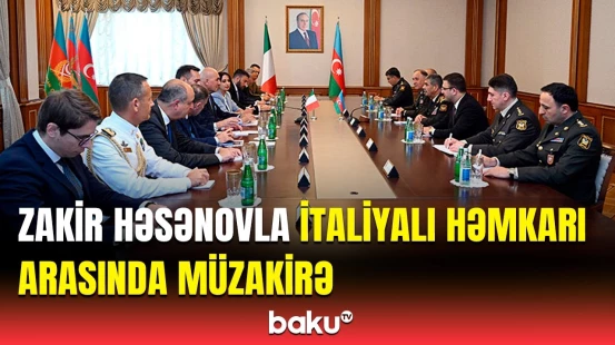 Zakir Həsənovun İtaliyanın müdafiə naziri ilə görüşündən görüntülər