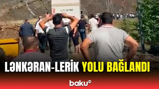 Lənkəran-Lerik yolunda torpaq sürüşməsi | Təhlükəli anlar