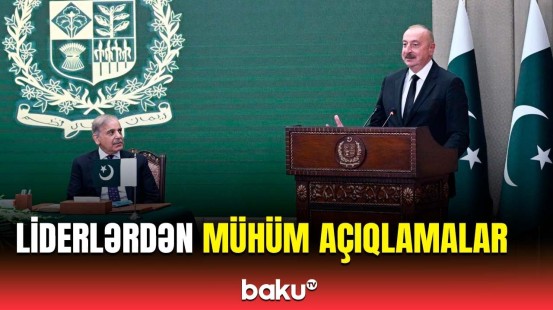 İlham Əliyev və Məhəmməd Şahbaz Şərifin mətbuata bəyanatlarla çıxışı