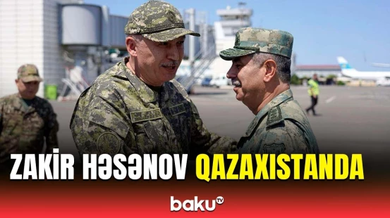 Qazaxıstanlı həmkarı Zakir Həsənovu qarşıladı | Səfərdən ilk görüntülər