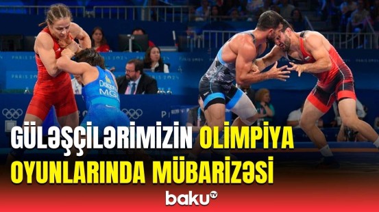 Azərbaycan rəsmiləri idmançıları izlədi | Güləşçilərimizin "Paris-2024"də iştirakı