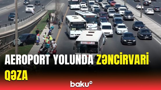 Avtobus avtomobillə toqquşdu, motosiklet isə... | Bakıda eyni yerdə iki hadisə