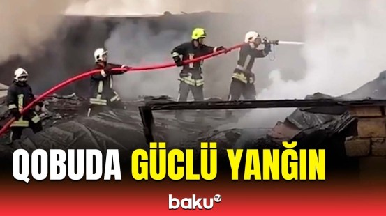 Qobuda geyim malları anbarını alov bürüdü | FHN iş başında