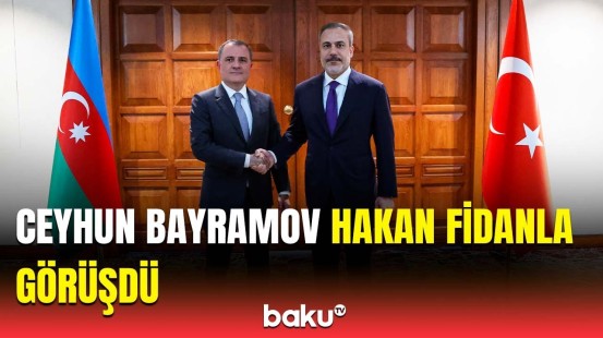 Ceyhun Bayramov Ankarada | Hakan Fidanla görüşdən görüntülər