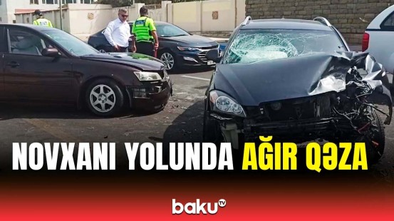 Sumqayıtda iki avtomobil toqquşdu | Maşınlar əzik-əzik oldu