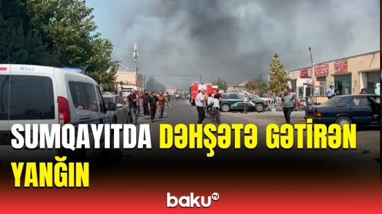 Sumqayıtda avtomobil təmiri sexində güclü yanğın baş verdi