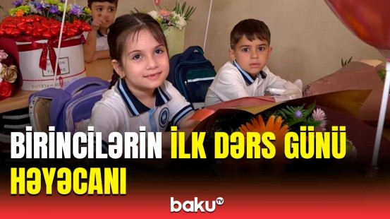 Ağlayan da var, sevinən də... | Birincilərin ilk dərs günündən maraqlı anlar