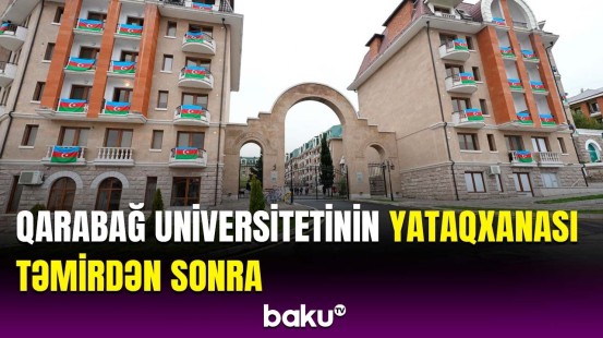 Prezident Xankəndidə Qarabağ Universitetinin tələbə yataqxanasının açılışında iştirak etdi