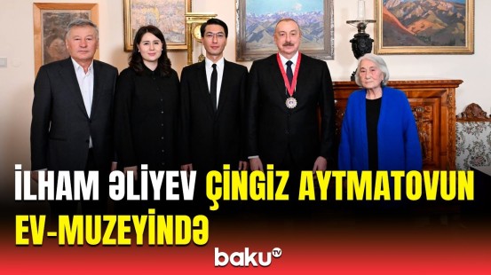 İlham Əliyev Bişkekdə Çingiz Aytmatovun ev-muzeyi ilə tanış oldu