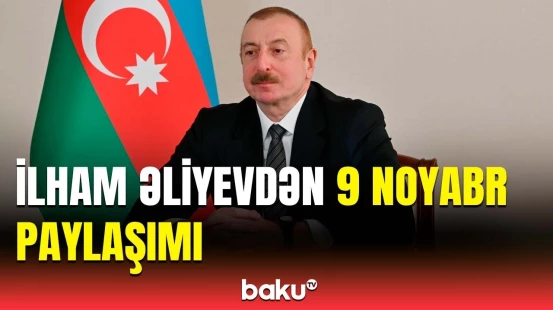 Prezident İlham Əliyev Dövlət Bayrağı Günü ilə bağlı paylaşım etdi