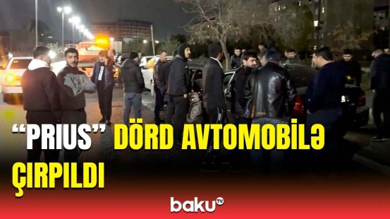 Sumqayıtda işıqforu gözləməyən "Prius" zəncirvari qəza törətdi