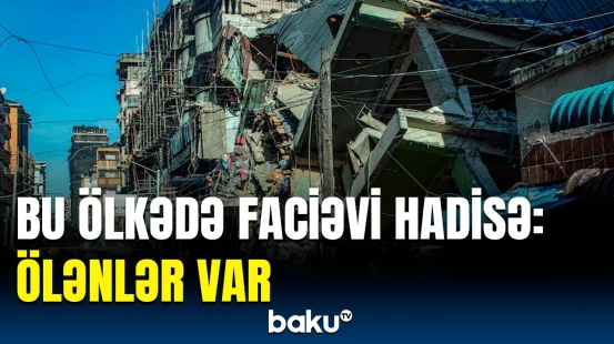 Binanın çökməsi sakinlərə dəhşət yaşatdı | Hadisə yerindən görüntülər