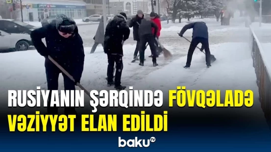 Rusiyanın şərqinə yağan güclü qar həyatı iflic etdi