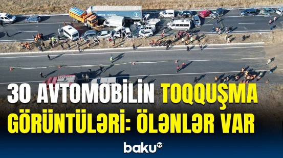 Dəhşətli zəncirvari qəzanın görüntüləri | Türkiyədə 30 maşın toqquşdu