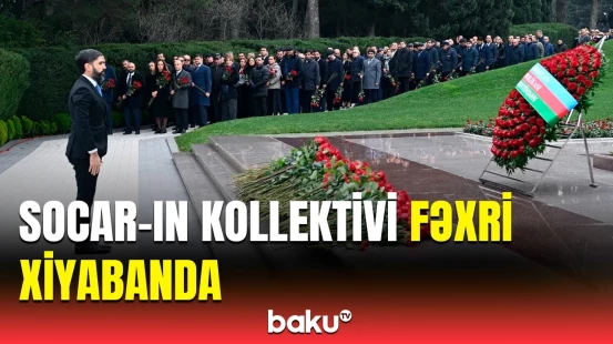 SOCAR-ın kollektivi Ulu Öndər Heydər Əliyevin məzarını ziyarət edib