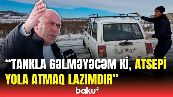 Yollar bağlandı, hərəkət iflic oldu | Şamaxıda qarlı havanın törətdiyi fəsadlar