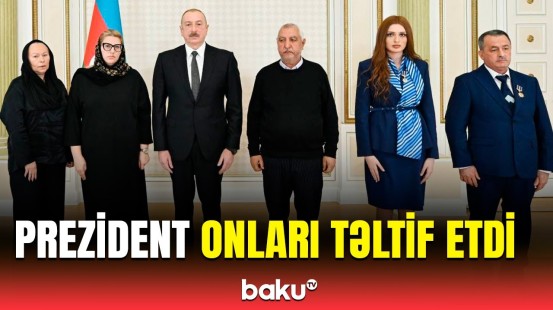 Prezident qəzada həlak olan ekipaj üzvlərinin medal və ordenlərini ailə üzvlərinə təqdim etdi