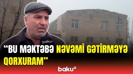 Hər an dəhşətli hadisə ola bilər | Oğuzda təhlükə dolu məktəb