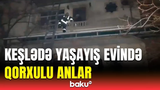 Sakinlərin yanan binadan xilasedilmə görüntüləri | FHN hadisə yerində