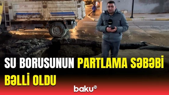 Sumqayıtda su borusu partlayan əraziyə aidiyyəti qurumlar cəlb olundu