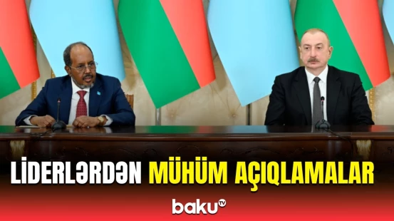 Azərbaycan və Somali prezidentlərinin mətbuata bəyanatlarla çıxışı