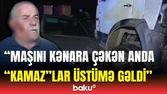 Ucar yolunda 14 avtomobil toqquşdu | Dəhşət yaşayan sakinlər hadisə anını danışdı
