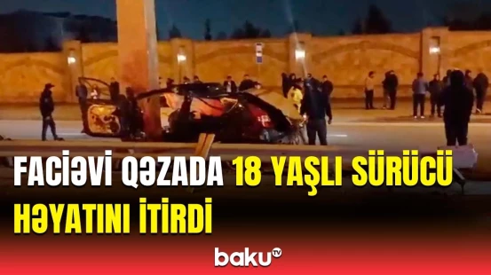 Mərdəkan yolunda dəhşətli qəza | Avtomobilin parçaları metrlərlə məsafəyə səpələndi