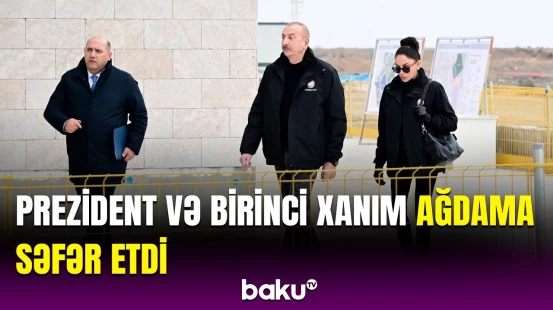 İlham Əliyev və Mehriban Əliyeva "Hilton Garden Inn" hotelində tikinti işləri ilə tanış olub