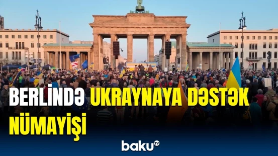 Almaniyada Ukrayna ilə bağlı keçirilən aksiyadan görüntülər
