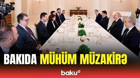 İlham Əliyevin Şimali Makedoniya Prezidenti ilə lanç əsnasında geniş tərkibdə görüşü