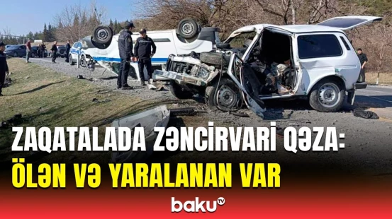 Zaqatalada 3 avtomobil toqquşdu | Hadisə yerindən görüntülər yayıldı