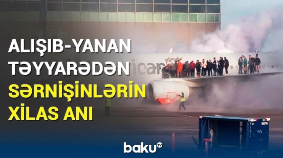ABŞ təyyarəsində dəhşətli anlar | Hadisə yerindən anbaan video