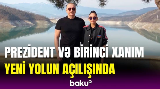 Prezident və xanımı Sərsəng su anbarından Ağdərənin Umudlu kəndinə gedən yolun açılışında