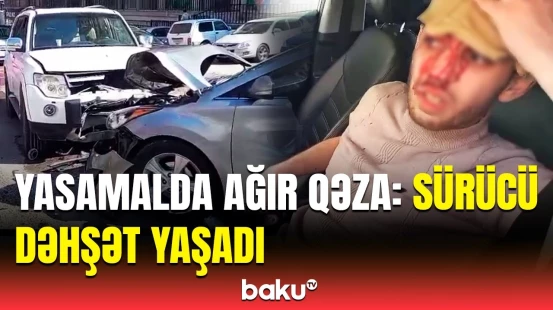 Yasamalda minik avtomobilləri toqquşdu | Hadisə yerindən anbaan görüntülər