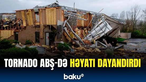 ABŞ-ni yerlə-yeksan edən tornadonun anbaan görüntüsü