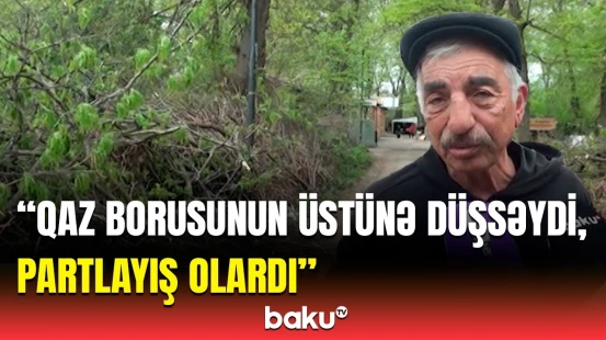 Mingəçevirdəki güclü küləyin dəhşətli fəsadları | Sakinlər hadisə anını danışdı